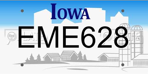 EME628 Iowa License Plate