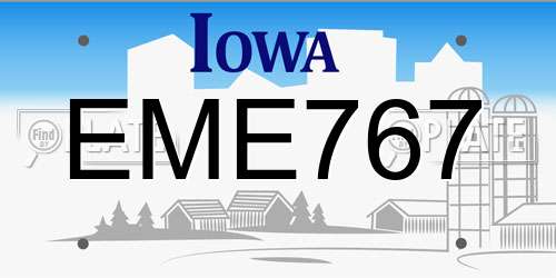 EME767 Iowa License Plate