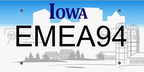 EMEA94 Iowa License Plate