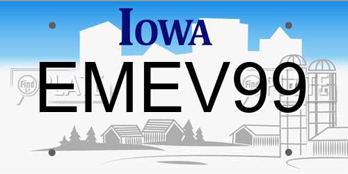 EMEV99 Iowa License Plate