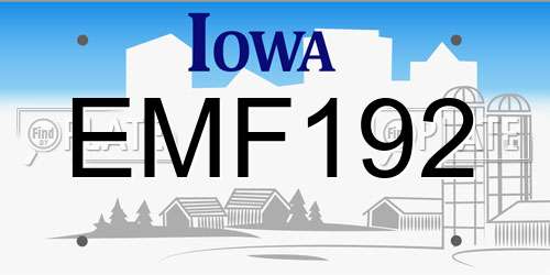 EMF192 Iowa License Plate