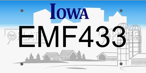 EMF433 Iowa License Plate