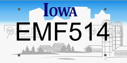 EMF514 Iowa License Plate