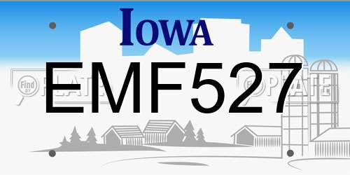 EMF527 Iowa License Plate