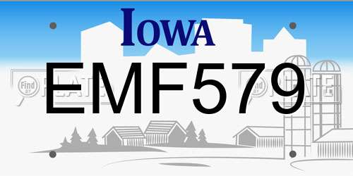 EMF579 Iowa License Plate