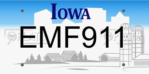 EMF911 Iowa License Plate
