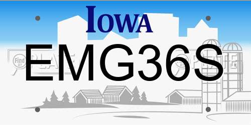 EMG36S Iowa License Plate