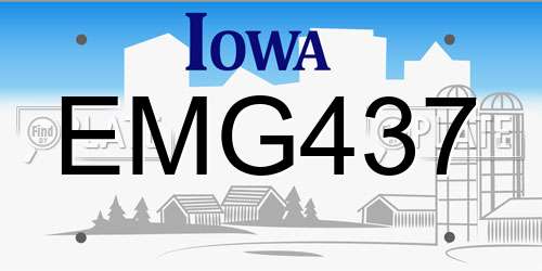EMG437 Iowa License Plate