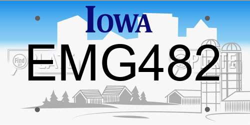 EMG482 Iowa License Plate
