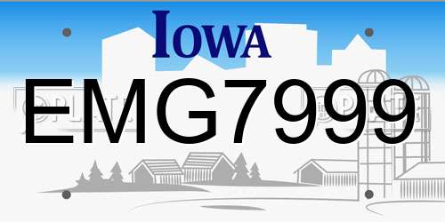 EMG7999 Iowa License Plate