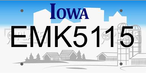 EMK5115 Iowa License Plate
