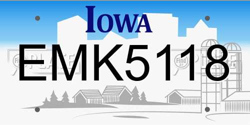 EMK5118 Iowa License Plate