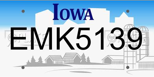 EMK5139 Iowa License Plate