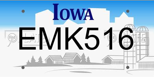EMK516 Iowa License Plate