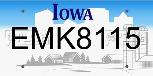 EMK8115 Iowa License Plate