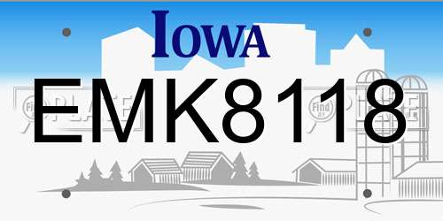 EMK8118 Iowa License Plate