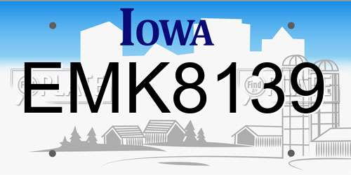 EMK8139 Iowa License Plate