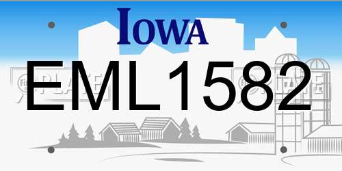 EML1582 Iowa License Plate