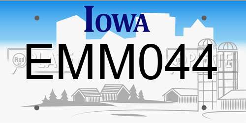 EMM044 Iowa License Plate