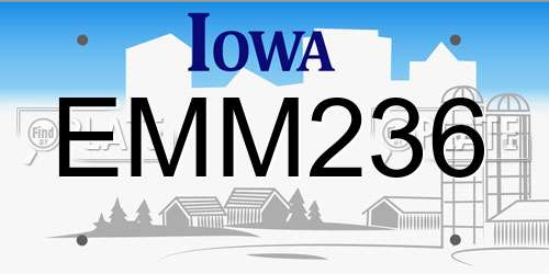 EMM236 Iowa License Plate