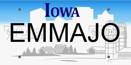 EMMAJO Iowa License Plate