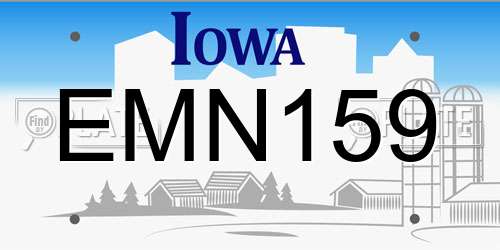 EMN159 Iowa License Plate
