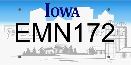 EMN172 Iowa License Plate