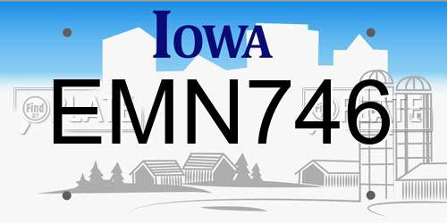 EMN746 Iowa License Plate