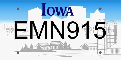 EMN915 Iowa License Plate