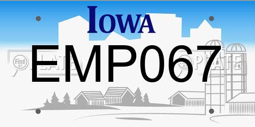 EMP067 Iowa License Plate