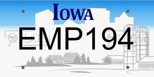 EMP194 Iowa License Plate