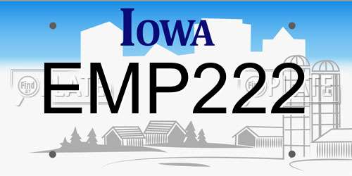 EMP222 Iowa License Plate