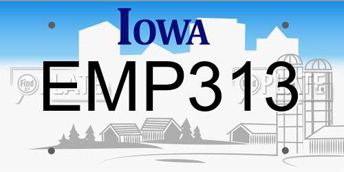 EMP313 Iowa License Plate