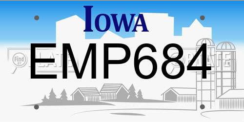 EMP684 Iowa License Plate