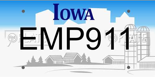 EMP911 Iowa License Plate