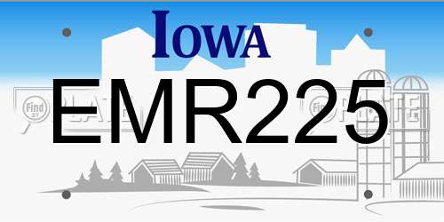 EMR225 Iowa License Plate