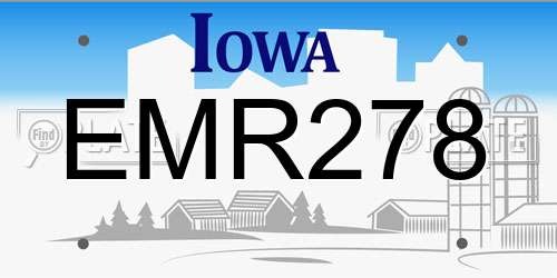 EMR278 Iowa License Plate