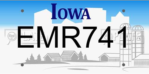 EMR741 Iowa License Plate