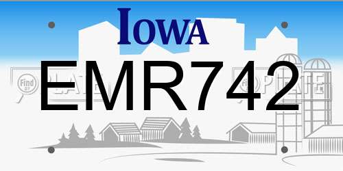 EMR742 Iowa License Plate