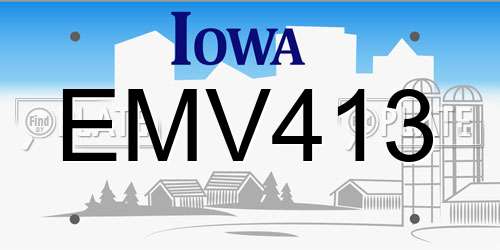 EMV413 Iowa License Plate