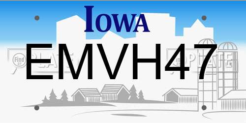 EMVH47 Iowa License Plate
