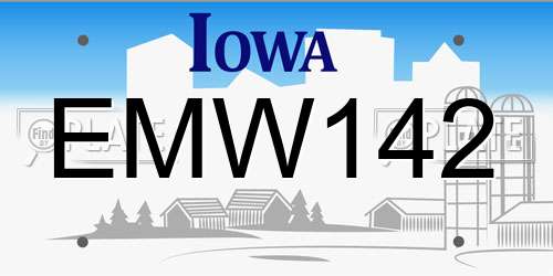 EMW142 Iowa License Plate