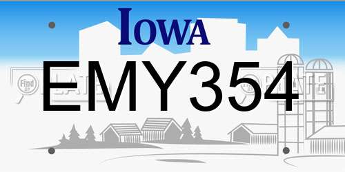EMY354 Iowa License Plate