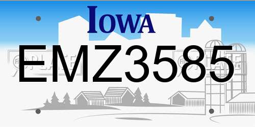 EMZ3585 Iowa License Plate