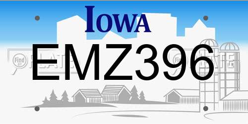 EMZ396 Iowa License Plate