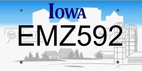EMZ592 Iowa License Plate