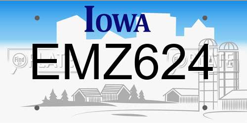 EMZ624 Iowa License Plate