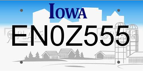 EN0Z555 Iowa License Plate