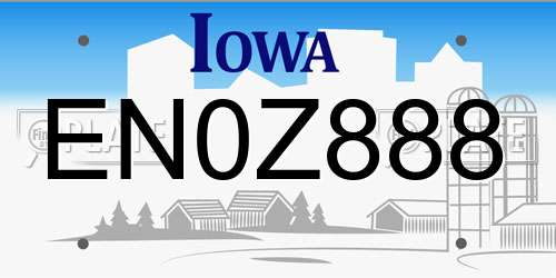 EN0Z888 Iowa License Plate