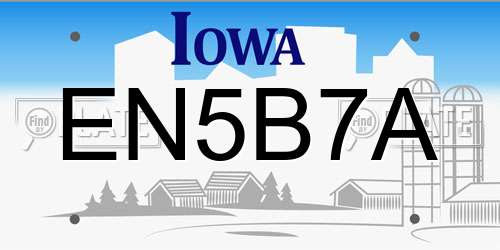 EN5B7A Iowa License Plate